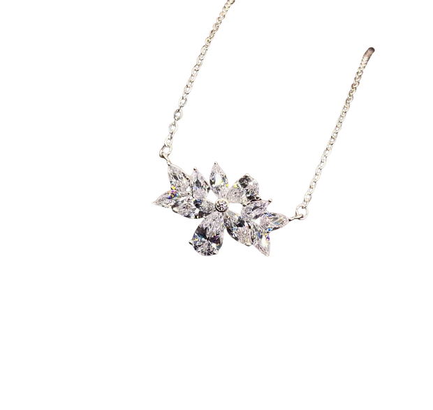 HLJN020 Lumia BloomLuxe Necklace - Platinum Statement Gift For Her