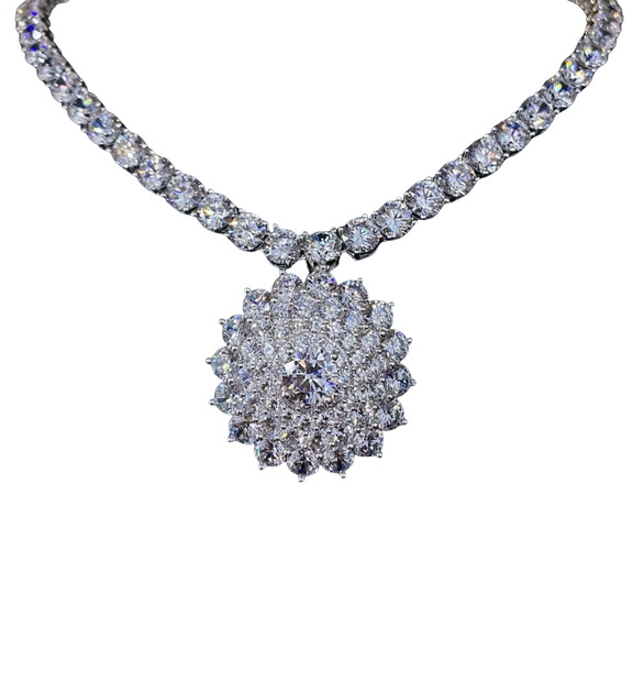 HLJN006 Lumia BloomingLuxe Necklace – Platinum Statement Gifts For Her