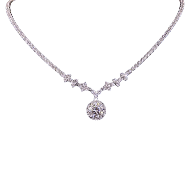 HLJN016 Lumia LeafLuxe Necklace - Platinum Statement Gift