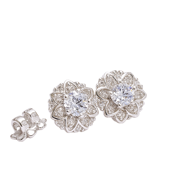 HLJE017 Muse BloomLuxe Earrings – Platinum Statement Gift