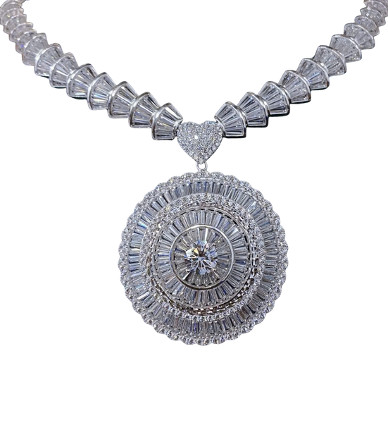 HLJN005 Lumia CosmicLuxe Necklace – Platinum Statement Gift For Her