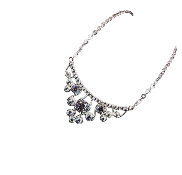 HLJN019 Lumia CrownLustreLuxe Necklace - Platinum Statement Gift
