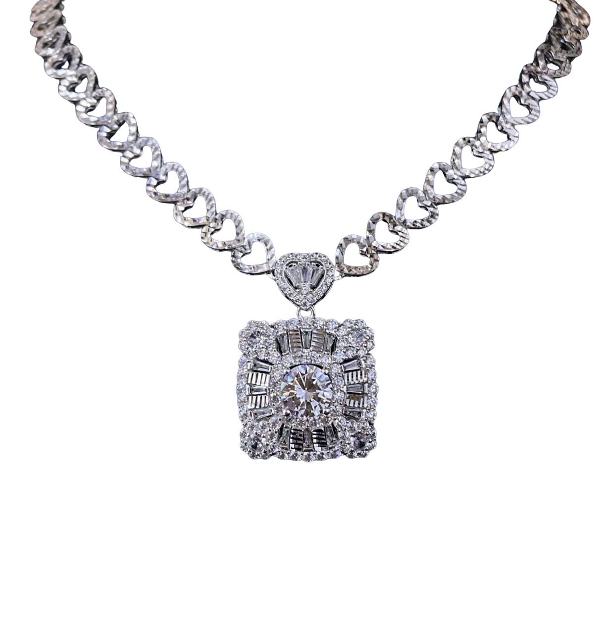 HLJN007 Lumia HeartLinkLuxe Necklace - Platinum Statement Gifts For Her