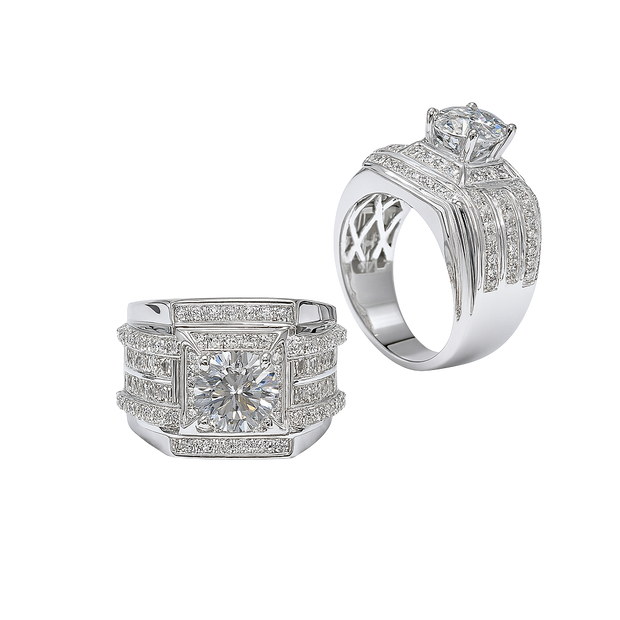 HLJR017 Force RoundLuxe Ring - Platinum Statement Gift For Him