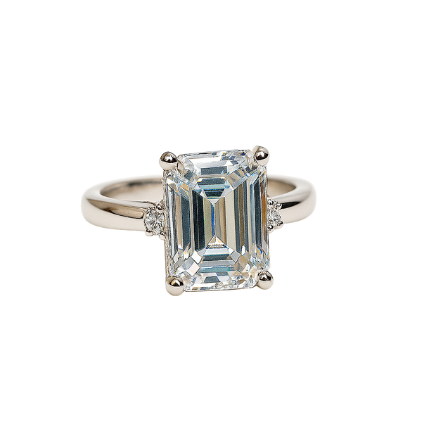 HLJR024 Aura EmeraldLuxe Ring - Platinum Statement Gift