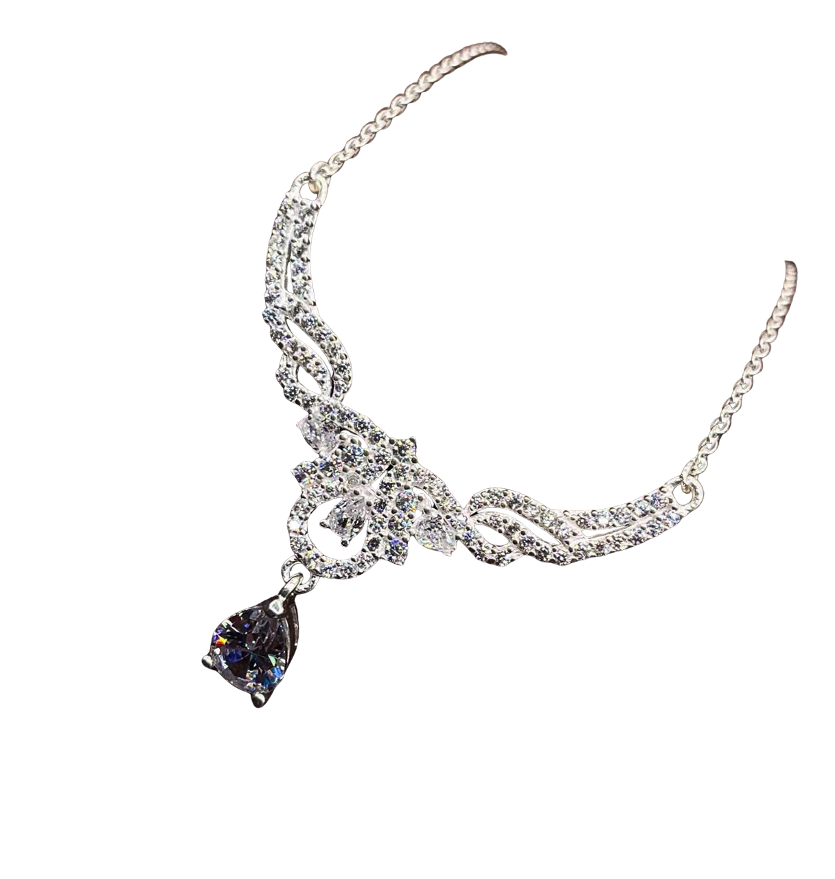 HLJN021 Lumia TeardropLuxe Necklace - Platinum Statement Gift