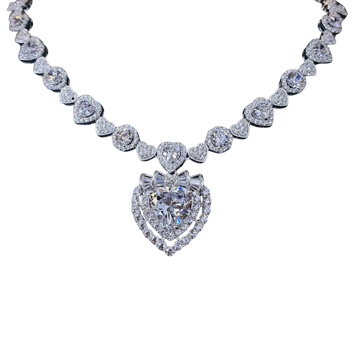 HLJN012 Lumia HeartLuxe Necklace - Platinum Statement Gift