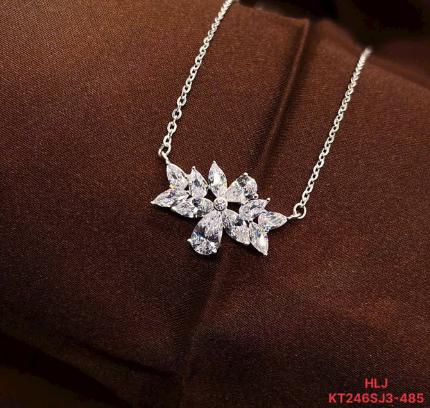 HLJN020 Lumia BloomLuxe Necklace - Platinum Statement Gift For Her