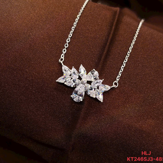 HLJN020 Lumia BloomLuxe Necklace - Platinum Statement Gift For Her
