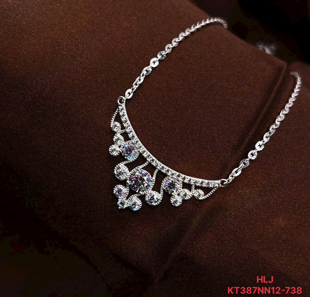 HLJN019 Lumia CrownLustreLuxe Necklace - Platinum Statement Gift