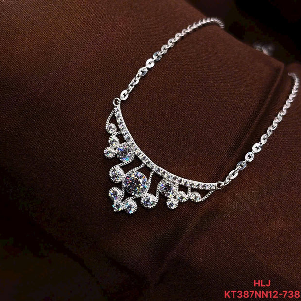 HLJN019 Lumia CrownLustreLuxe Necklace - Platinum Statement Gift