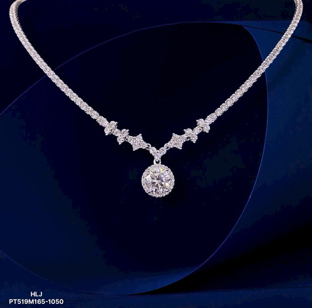HLJN016 Lumia LeafLuxe Necklace - Platinum Statement Gift