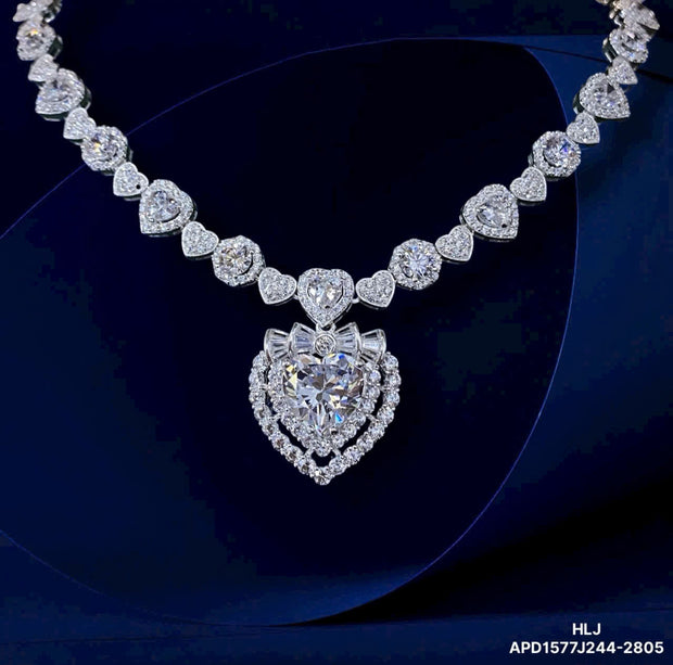 HLJN012 Lumia HeartLuxe Necklace - Platinum Statement Gift