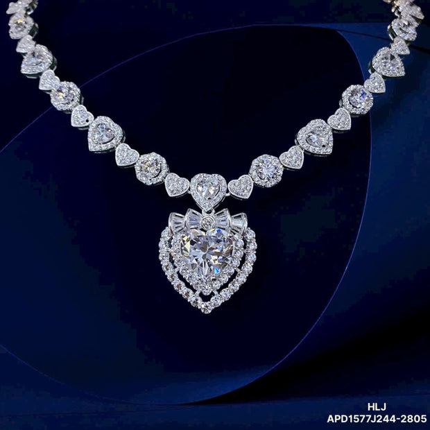 HLJN012 Lumia HeartLuxe Necklace - Platinum Statement Gift