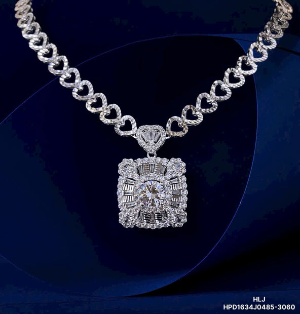 HLJN007 Lumia HeartLinkLuxe Necklace - Platinum Statement Gifts For Her