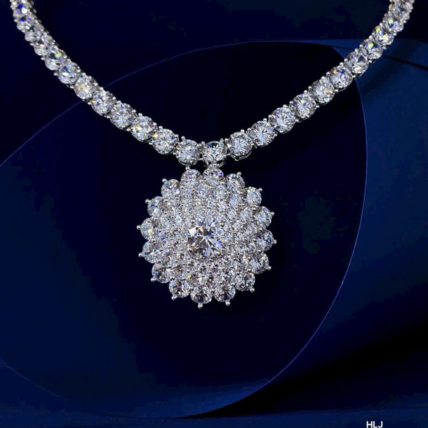 HLJN006 Lumia BloomingLuxe Necklace – Platinum Statement Gifts For Her