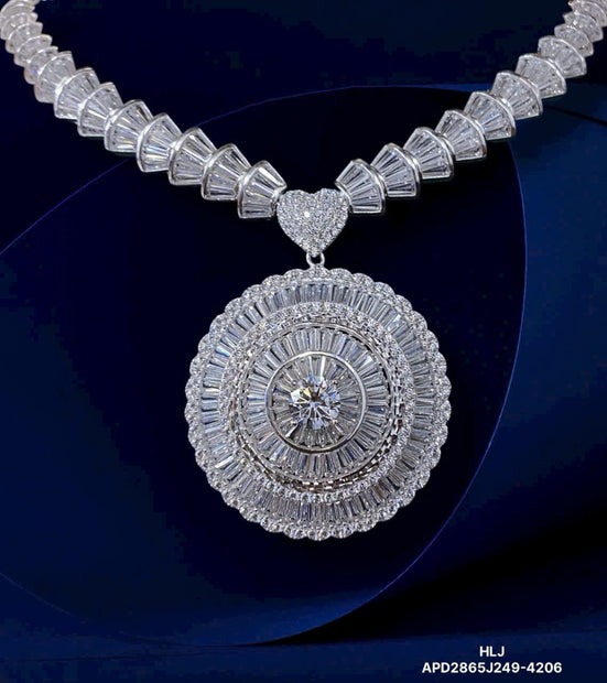 HLJN005 Lumia CosmicLuxe Necklace – Platinum Statement Gift For Her
