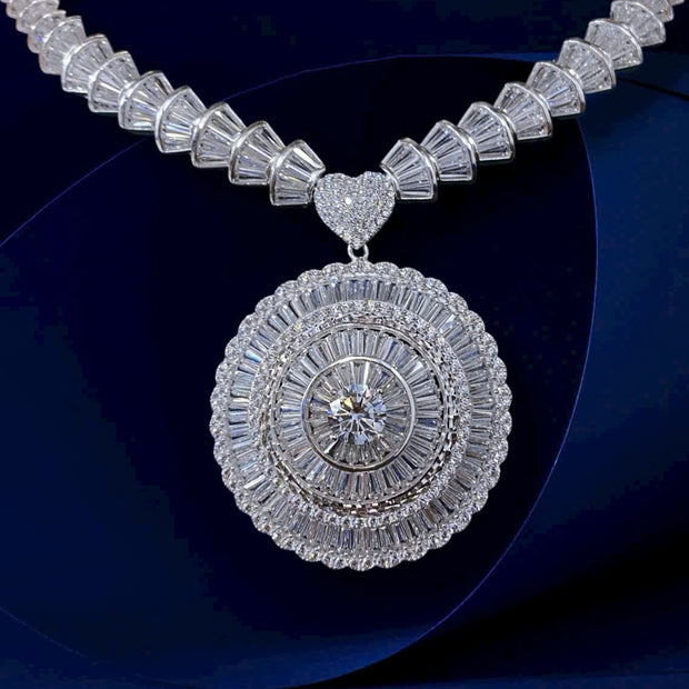 HLJN005 Lumia CosmicLuxe Necklace – Platinum Statement Gift For Her