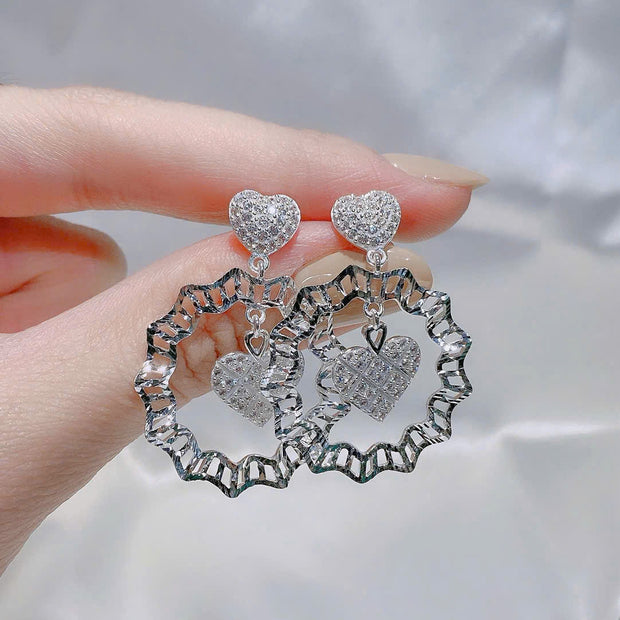 HLJE020 Muse GleamLuxe Earrings - Platinum Statement Gift