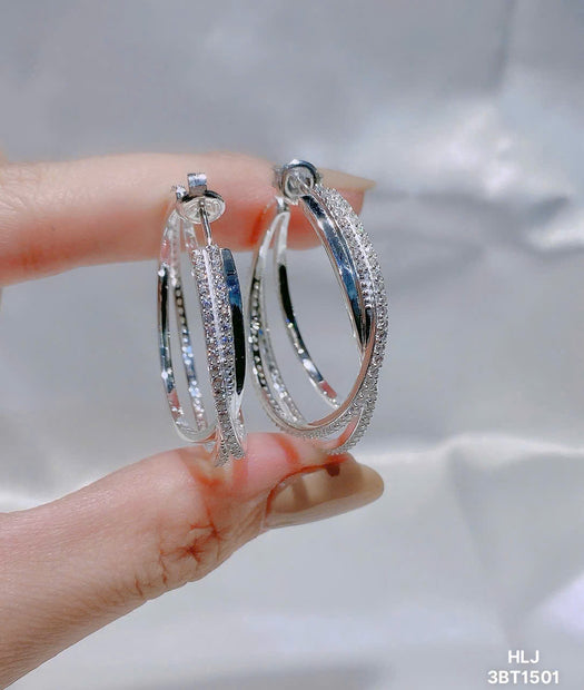 HLJE018 Muse TrinitySparkLuxe Earrings – Platinum Statement Gift