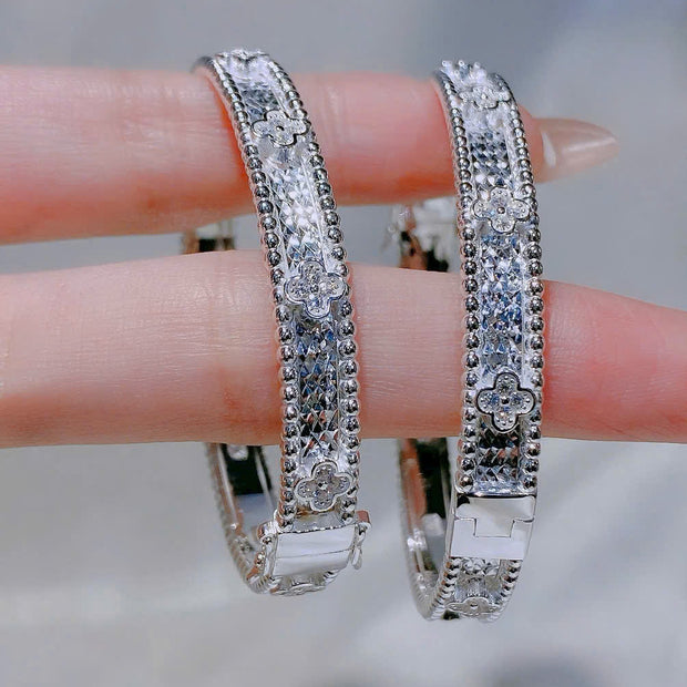 HLJB012 Nova FleurEdgeLuxe Bracelet - Platinum Statement Gift